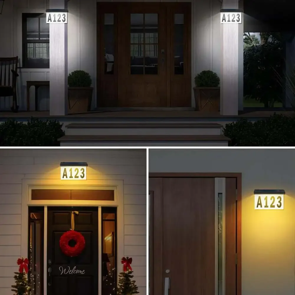 Solar House Number Sign outside Solar Address Sign Lighted Plaque Waterproof